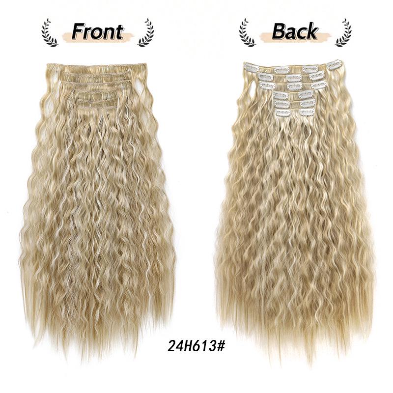 6-Piece Curly Clip-in Hair Extensions Set - Water Wave Volume Boost with 16 Clips