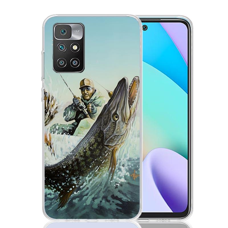 Carp Fish Fishing Rod Hook Phone Case For Xiaomi 14C 13C 12C 13 12 10 10A 10C 9 9A 9C 9T 8 8A 7 7A 6 6A K70 Pro K60 K40 K20 14C