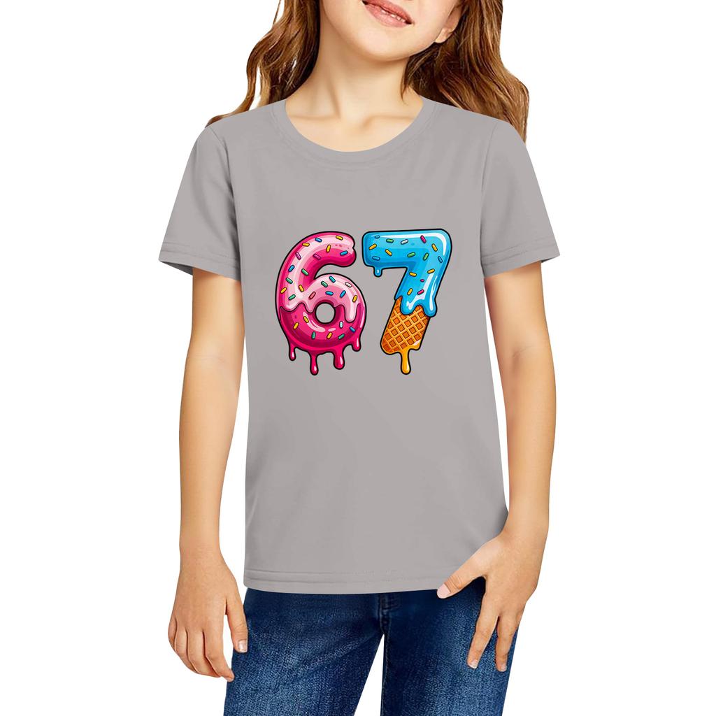 Haine de lucru la modă cu mânecă scurtă și gât rotund, topuri imprimate pentru COPIL, topuri de vară