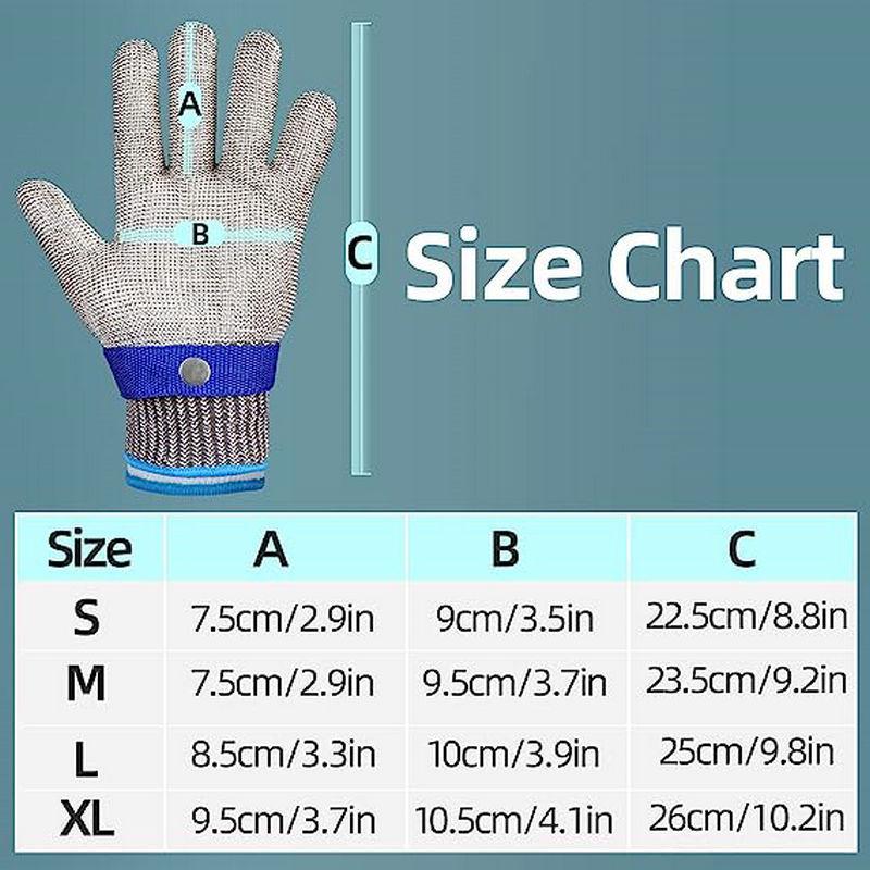 Level 5 Cut-Resistant Kitchen Gloves with Metal Buckle and Steel Wire Protection