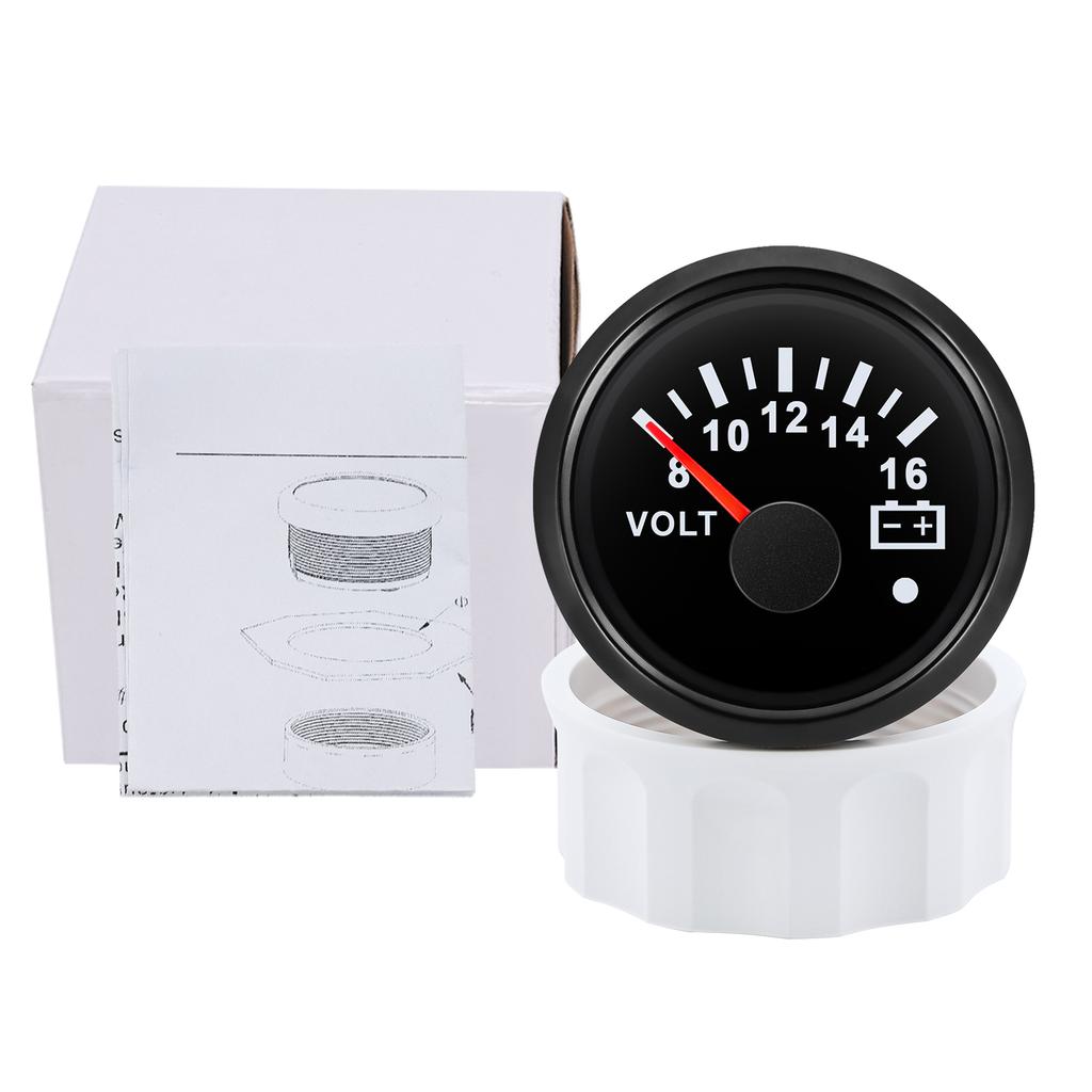 52mm Voltmeter 8-16V 18-32V Voltage Gauge With Alarm Light For Car Marine Boat 7 Color Backlight Volts Meter Waterproof Gauge