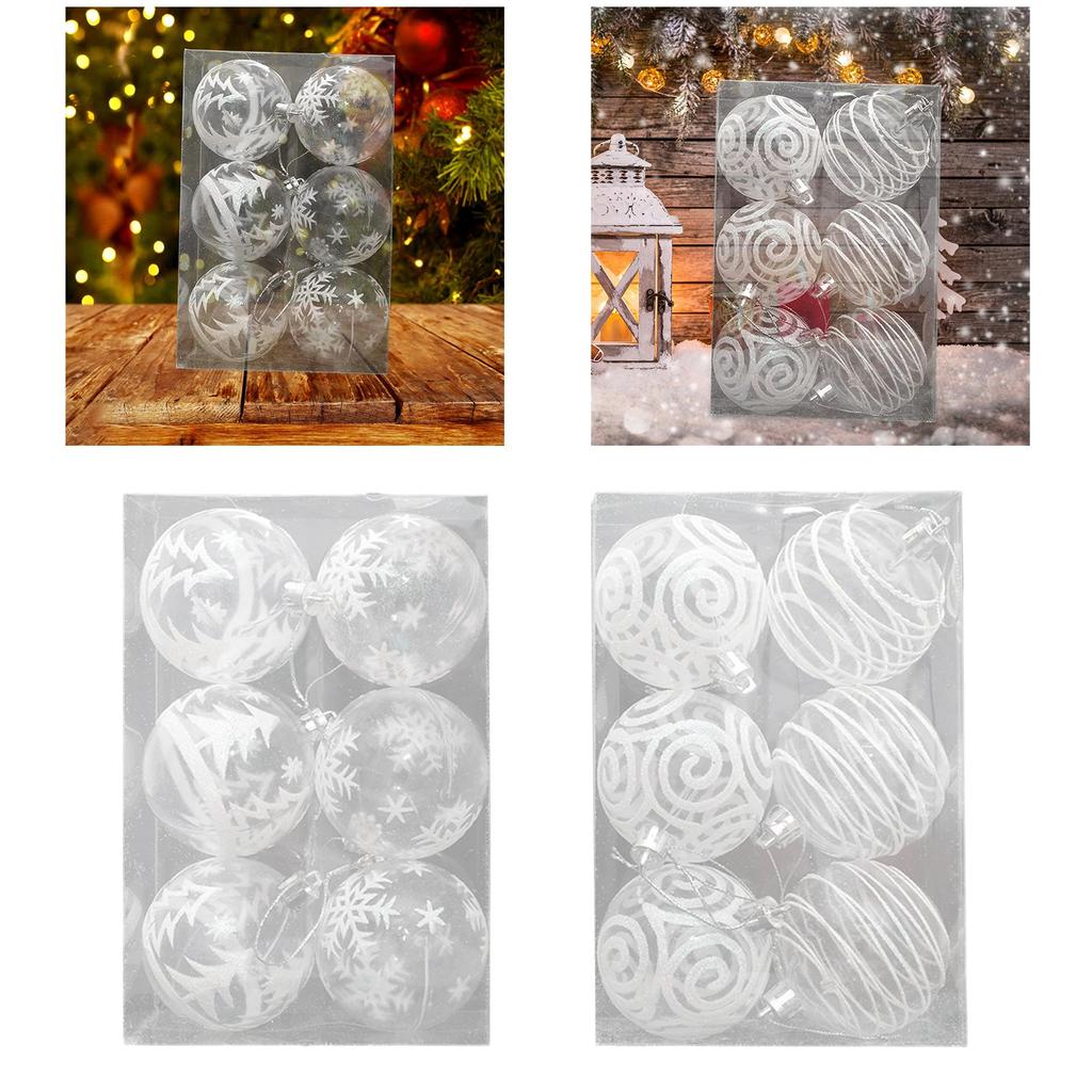 6x Transparent Christmas Balls Easy Installation 2.36 inch Decorative Baubles for Birthday Xmas Tree Wedding Holiday Home