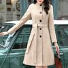 Dámský vlněný kabát Jednobarevné Udržování v teple OL Styl pro dojíždění Středně dlouhý pásek Svrchní oblečení Vlněný kabát do kanceláře