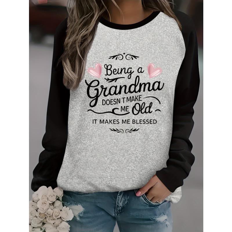 Graphic Printed Raglan Sleeve Women's Autumn and Winter Long Sleeve T-Shirt
