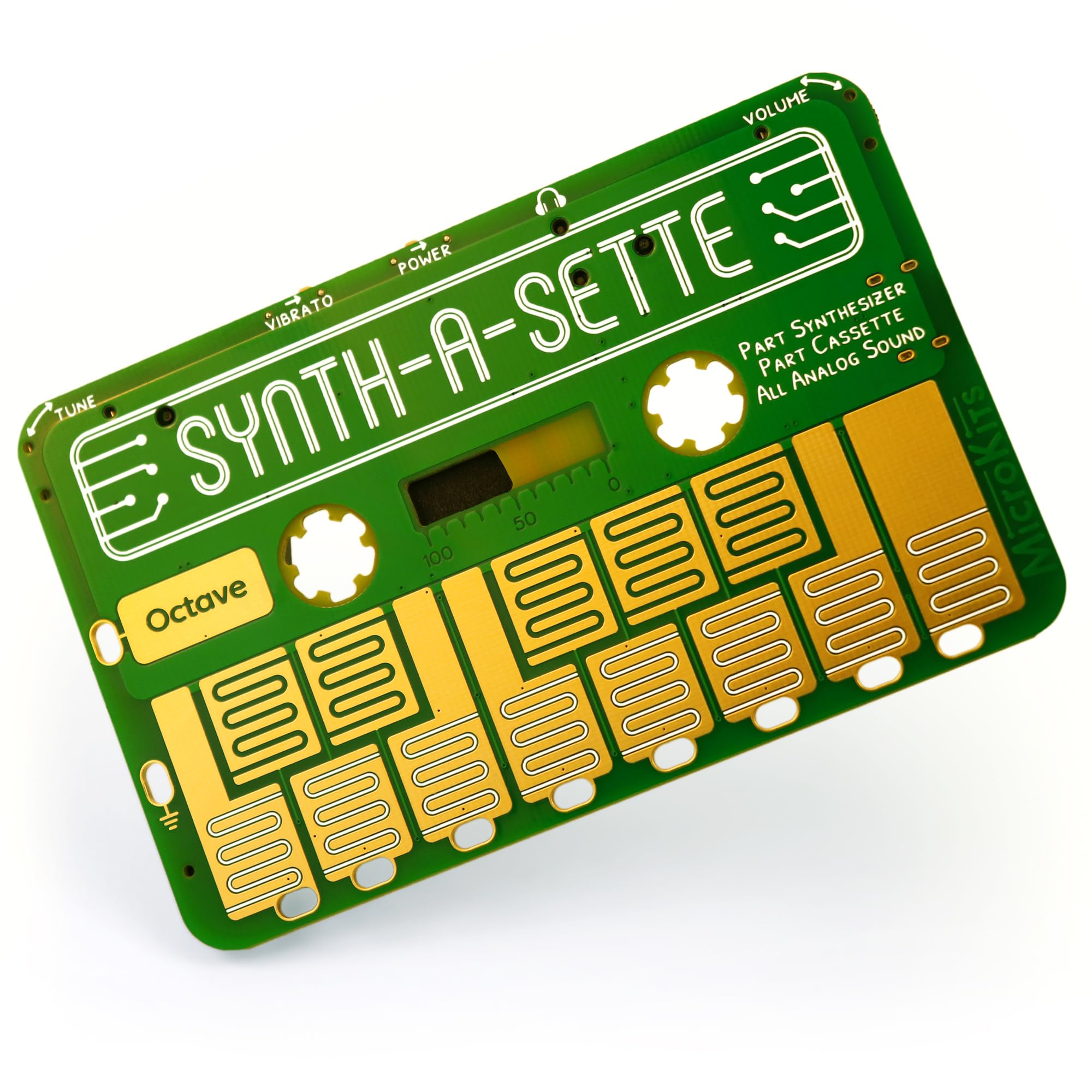 MicroKits Synth-a-Sette Карманный аналоговый синтезатор Музыкальный гаджет Электронный инструментальный набор Banana Play