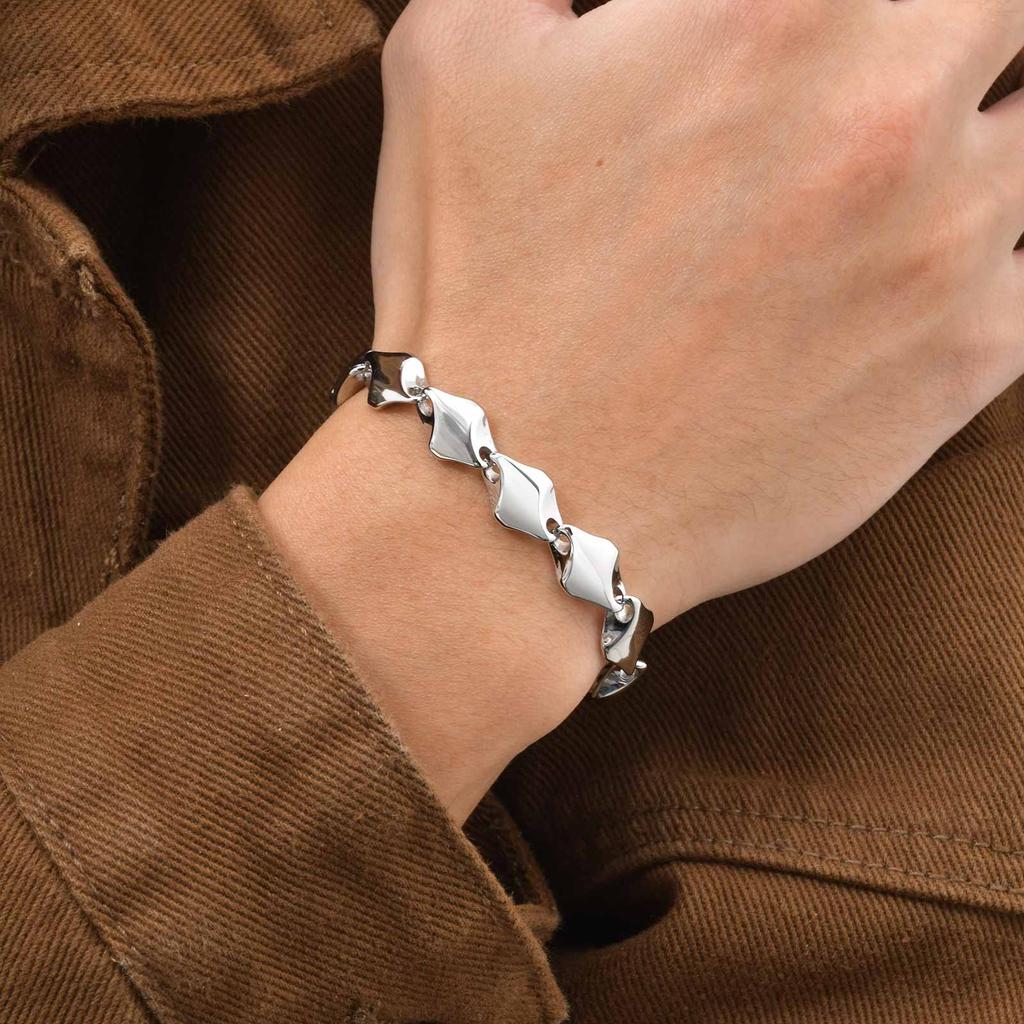 Vnox Men's Hiphop Bracelet Stainless Steel Chunky Chain Geometry Link Wristband 9.7MM Width, Stylish Party Gift Birthday Jewelry