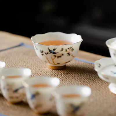 Personal High-end Tea Cup, Home Ceramic Kung Fu Set, Dehua Lamb Fat Jade White Porcelain Master Tea Set, Kitchen Dining Bar