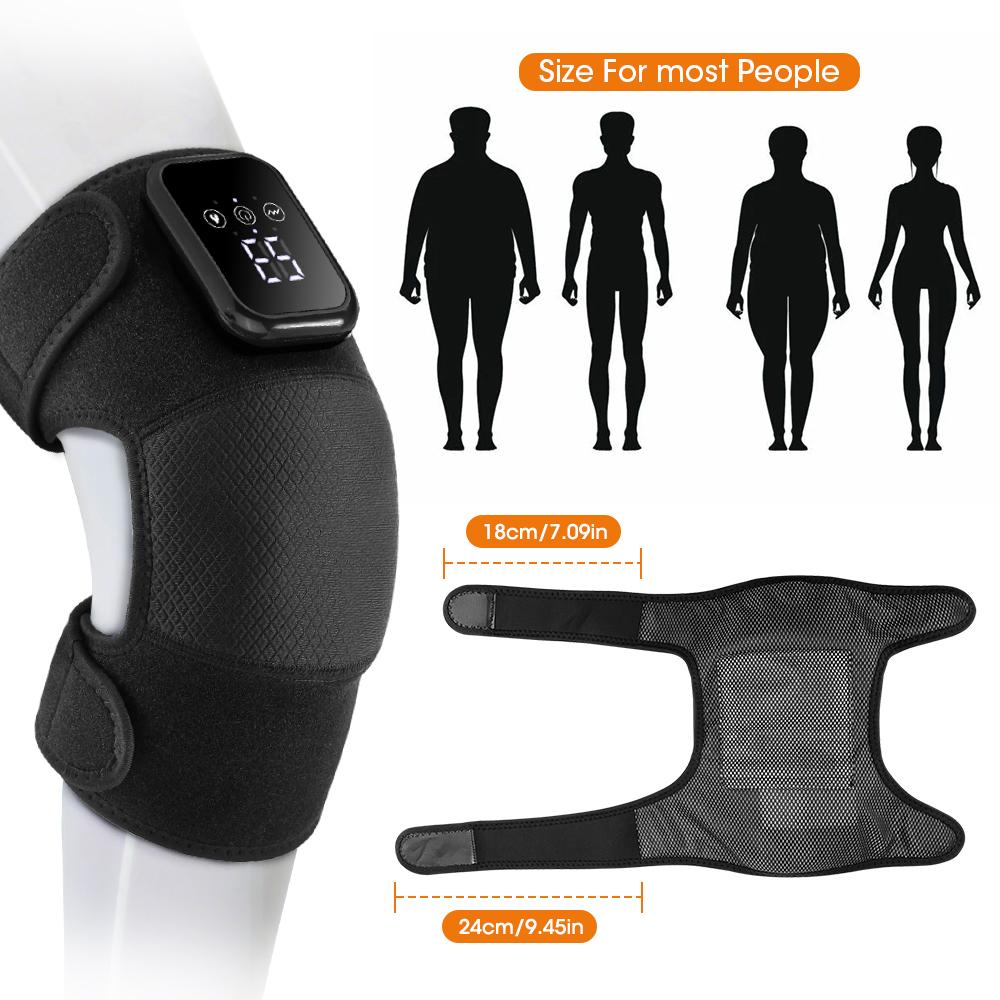 Electric Heated Knee Brace 3 Heating Levels 3 Modes Vibration Cordless Knee Massager Adjustable Extended Fastener Strap