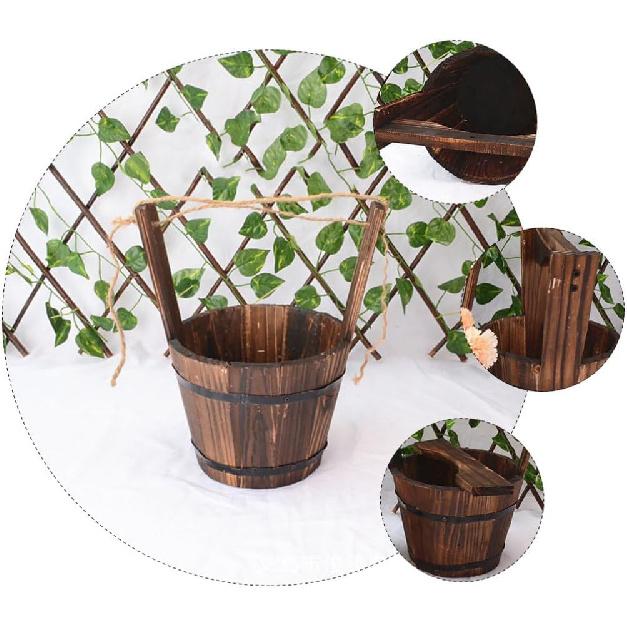 

Деревянное настенное подвесное кашпо для цветов, ведро для растений для помещений и улицы, кашпо для фермерского дома, ведро для цветов для забора, для декора балкона, сада, двора, подвесные кашпо