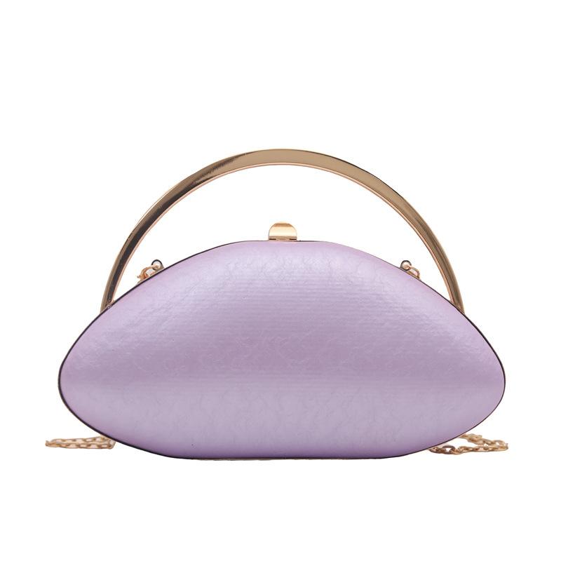 Designer Shell Shape Clutch Bag with Metallic Closure Chain Dinner Purse Women Evening Party Leather Shoulder Crossbody Handbags