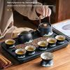 Handun Black Pottery Kung Fu Tea Set - Mountains & Rivers