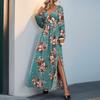 Women's Floral Print V Neck Long Sleeve Dress