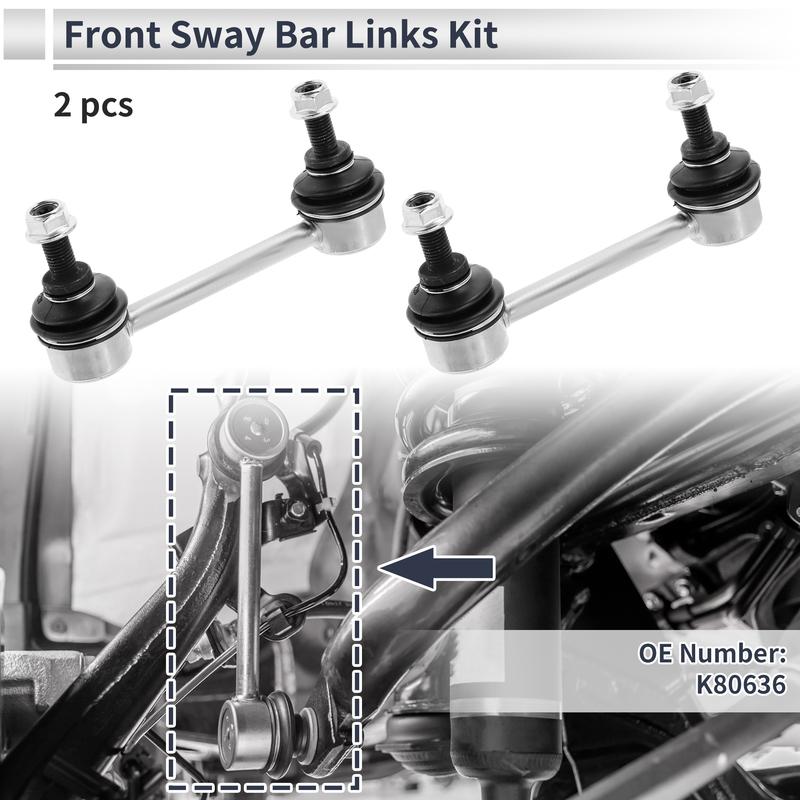 UXCELL Front Stabilizer Bar Links No Bushing for GMC Canyon RWD 2004-2012 No.K80636 Iron Rubber Silver Tone 2 Pcs