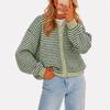 Casual Striped Button Cardigan Knitted Top Sweater