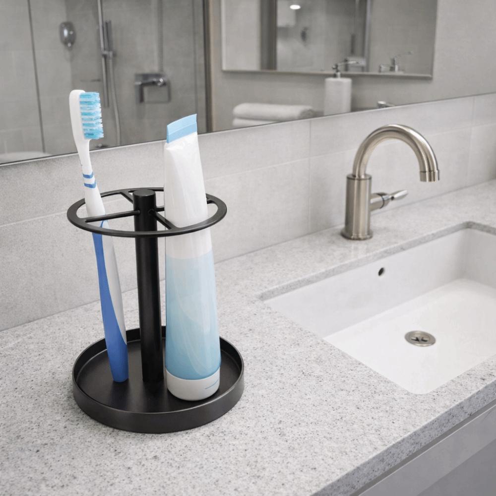 Stainless Steel Toothbrush Toothpaste Holder Space Saving Toothbrush Stand  Bathroom