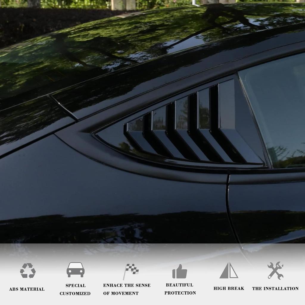 YHCDSEA For Model 3 Rear Side Window Shutter Cover Louver Sport Style Cool Exterior Decoration Fit For Tesla Model 3 2017-2025 Accessories (Glossy
