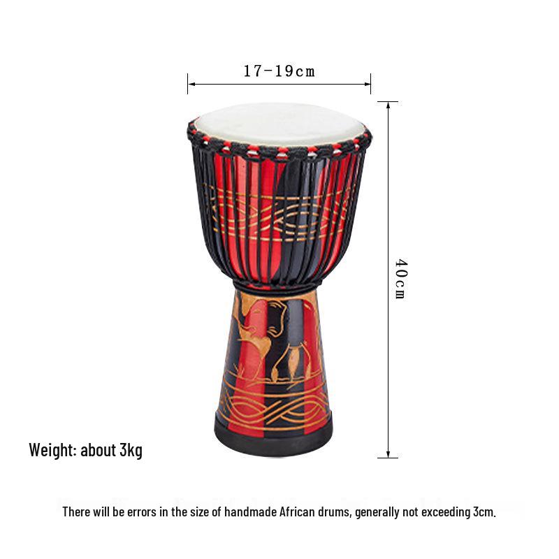 8-Inch Beginner African Drum with Goat Skin for Kindergarten Practice, Indonesia Painted Percussion.