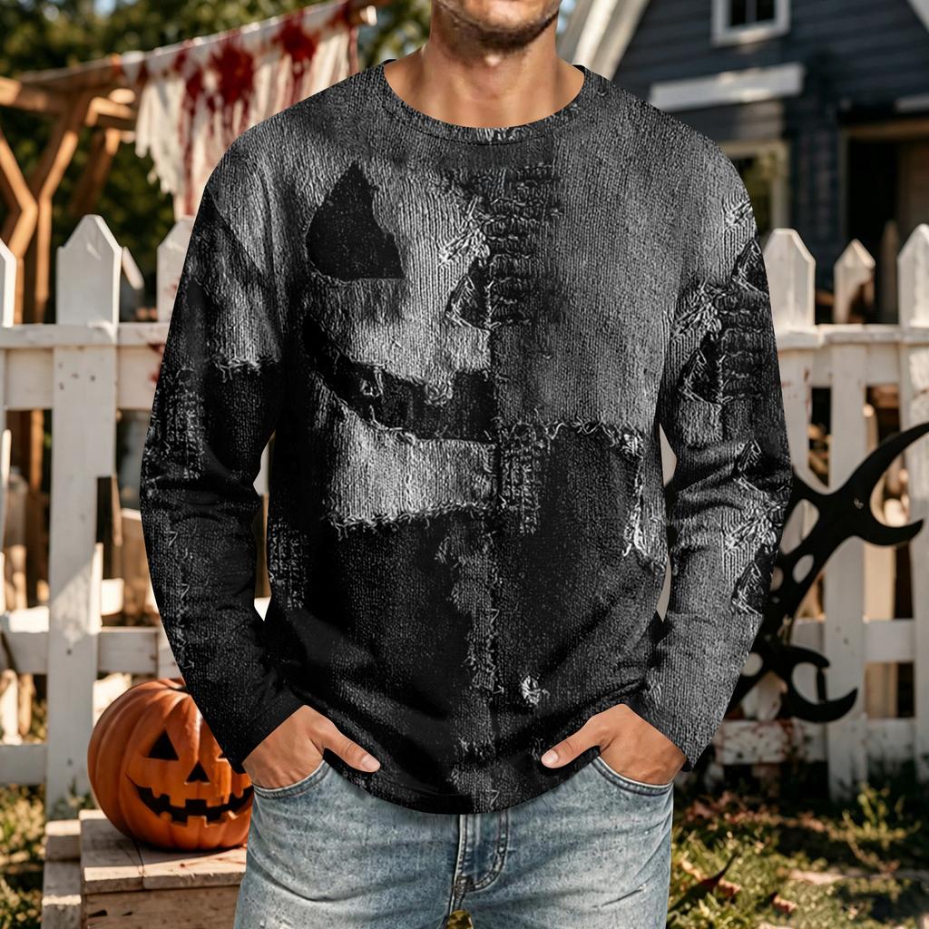 Men's Halloween Long Sleeve Neck T-Shirt Casual Comfortable Tee