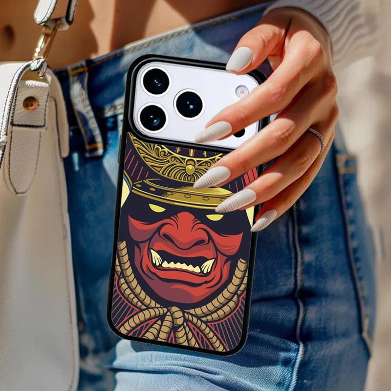 

Samurai Mask Helmet soft Phone Case For iPhone 17 Air 14 15 13 12 Max Cover For Apple 16e 11 Pro Max Plus Coque iPhone 11pro