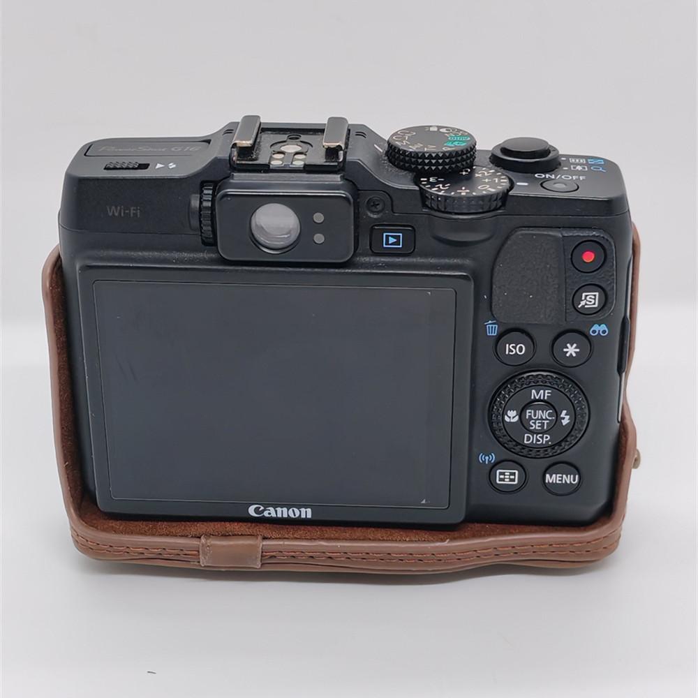 PU Leder Kameratasche für Canon Powershot G15 G16 Ganzkörperabdeckung mit Riemen