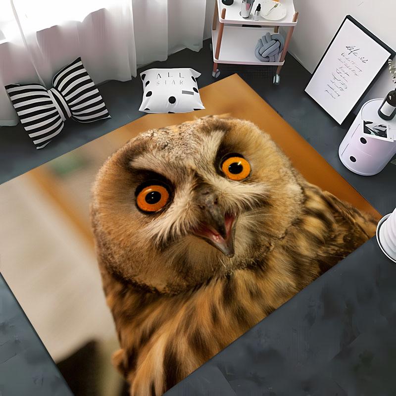 Cool Owl 3D Printing Carpet for Living Room Bedroom Hallway Alfombra Anti-slip Soft Area Rug Sofa Doormat Home Decoration Tapete