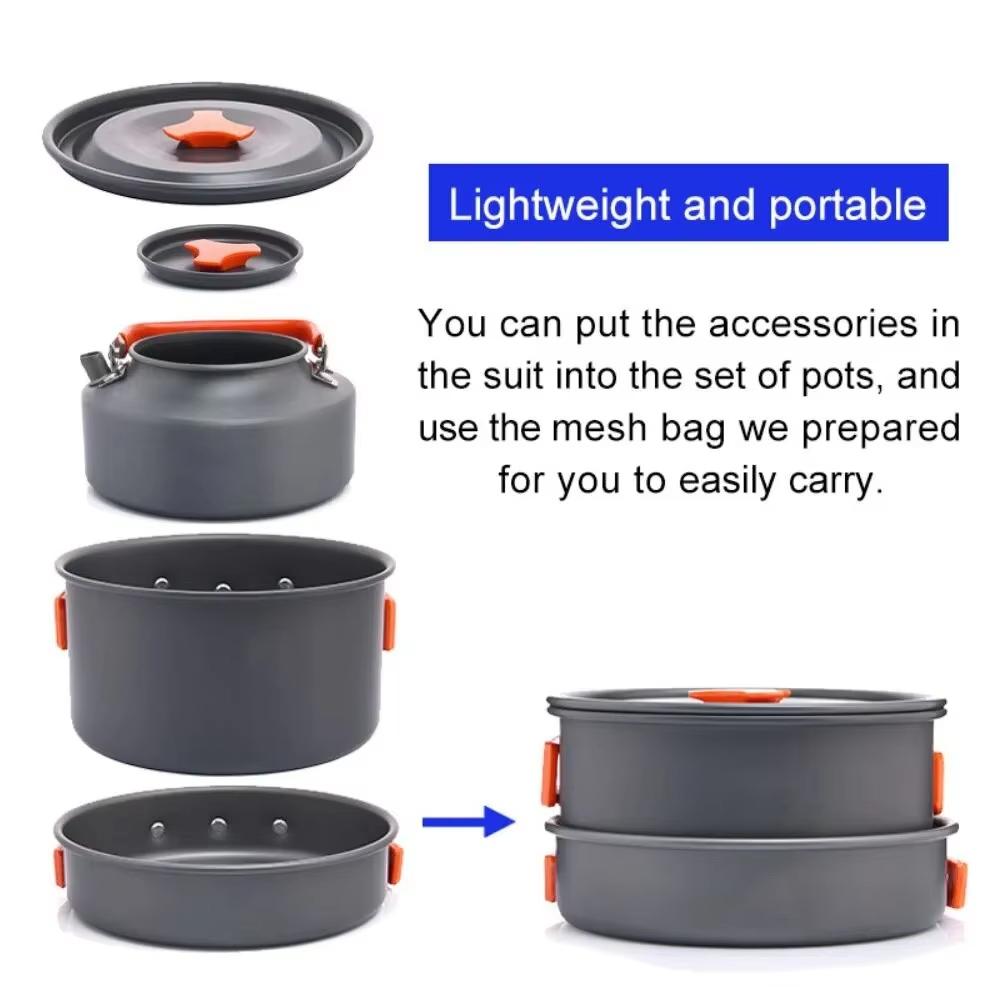 Camping Tableware Outdoor Cookware Set Pots Tourist Dishes Bowler Kitchen Equipment Gear Utensils Hiking Picnic Travel Equipment