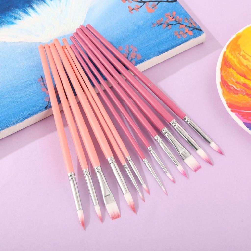 6 Pcs Nylon Hair Watercolor Acrylic Painting Brush Set Gouache Digital Oil Paint Brush Art Drawing Tracing Pen Art Supplies