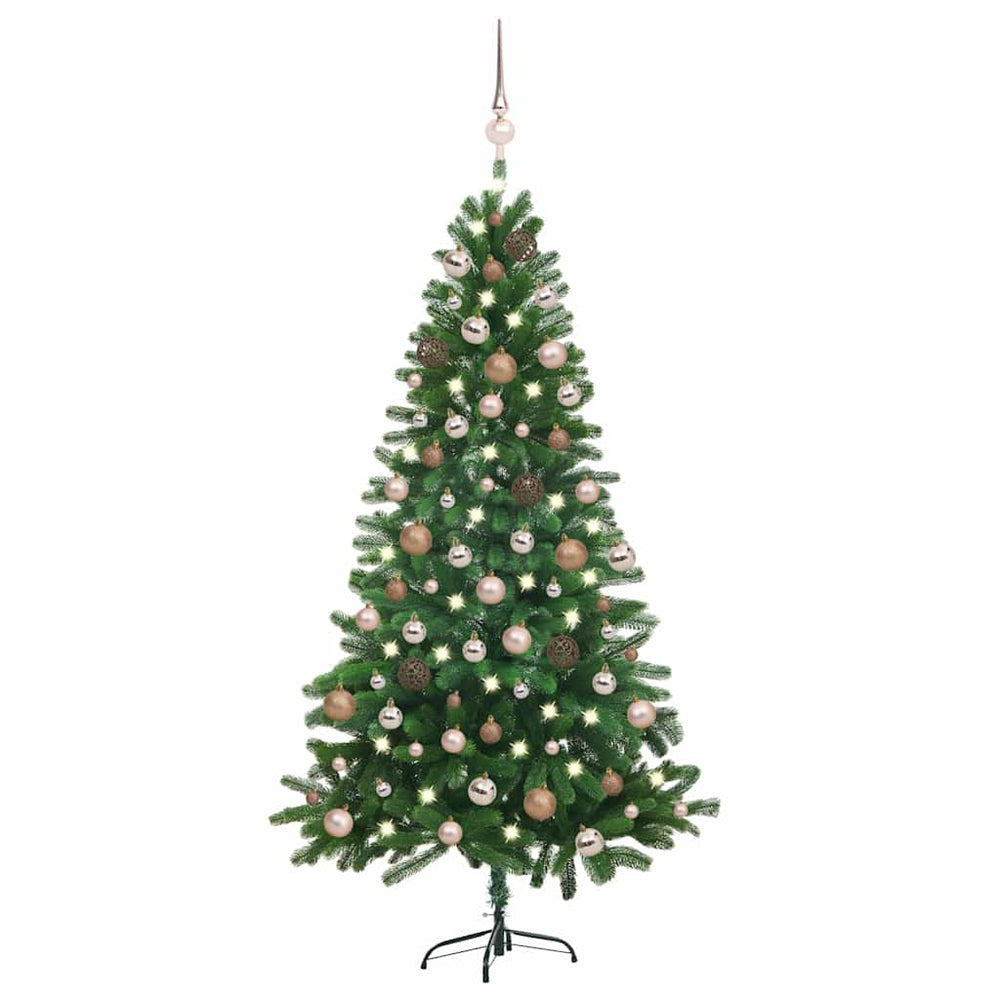 Arbre de Noël artificiel pré-éclairé et boules 180 cm