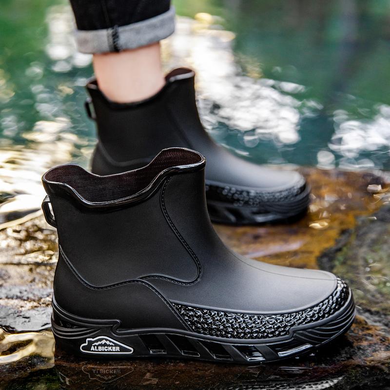 Big Size Ankle Rain Boots For Men Women Fashion Casual Design Waterproof Non-Slip Comfortable Rain Shoes Daily Working Outdoor