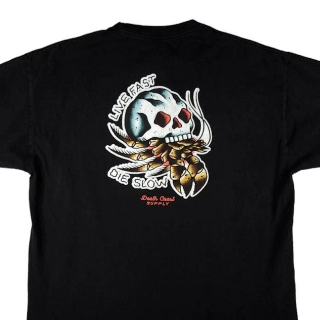 Death Coast Supply T Shirt Mens Size XL Live Fast Die Slow Skull Lobster 4XL