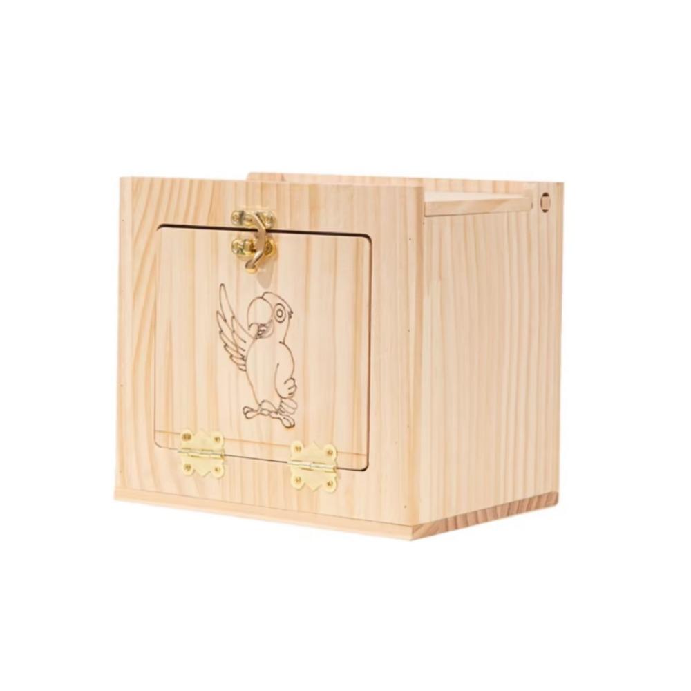 Wall Mount Parrot Breeding Box Wooden Parrot Shelter Stand Parrot Wood House  for Bird Cage