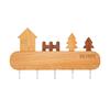Natural Wood Key Organizer Wooden Holder with 5 Hooks, Cartoon House Theme Organizer, Multi No Drill Hanger Purpose Hanging Rack for Keys Pet Leashes