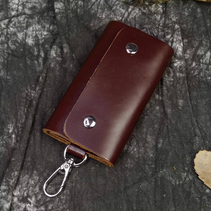 Leather Key Bag, Crazy Horse Leather Keychain, First Layer Cowhide Multi-Color Men'S Waist Hanging Car Multi-Function Keychain