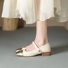 Single Shoes Women's Spring and Autumn Light Mouth Soft Sole Thick Heel Low Heel Word with French Small Fragrant Style Color Matching Small Leat