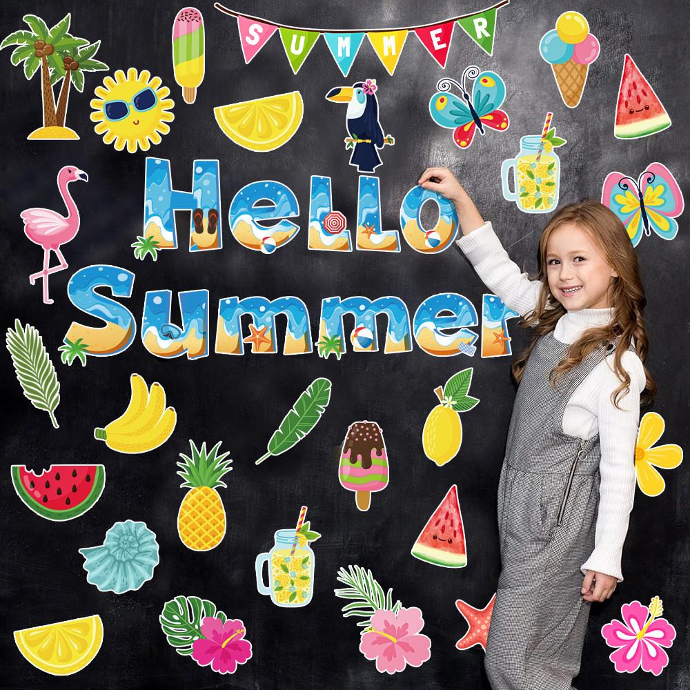 Themed Summer Beach Fruit Coconut Pattern Creativity Decorative Sticker Card