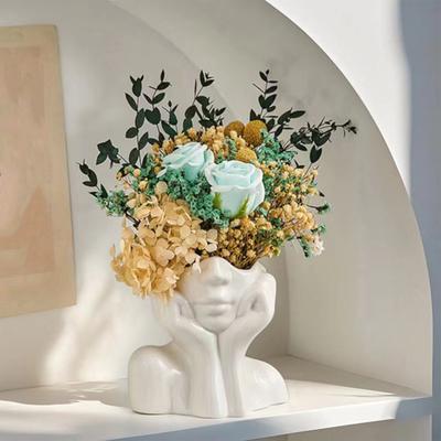 Abstract Face Shape Flower Pot Colorful Decorative Vase Ornament Hand-Painted Design Plant Pot Indoor Home Decor