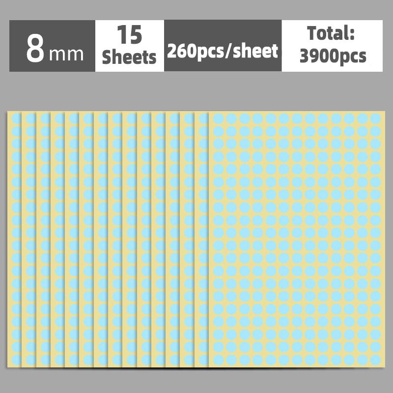6mm-100mm Self Adhesive Dot Label Stickers 15 Sheets Multi Color and Size Round Stickers for Food Containers/Scrapbook/Packaging