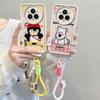 KEYSION Cartoon Cute Plush Embroidery Case for Realme 14 Pro+ 5G with Lanyard Shockproof Phone Cover for OPPO Realme 14 Pro 5G