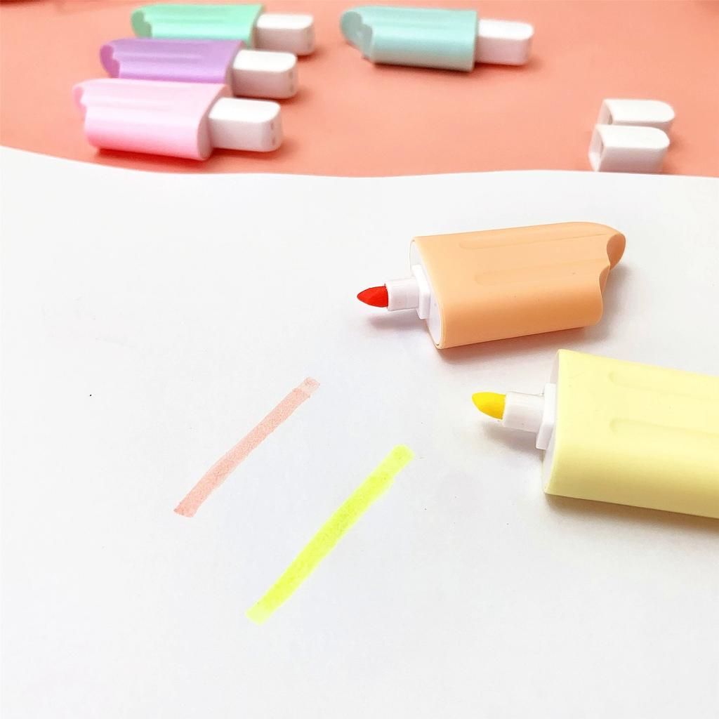 6pcs Ice Cream Highlighters Marker Pens, Colorful School Office Stationery Set