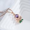 Kienl Vintage Purple Natural Zircon Flower Pendant Necklace High Quality Fine Daily Jewelry Women  Rose Gold Color Necklace