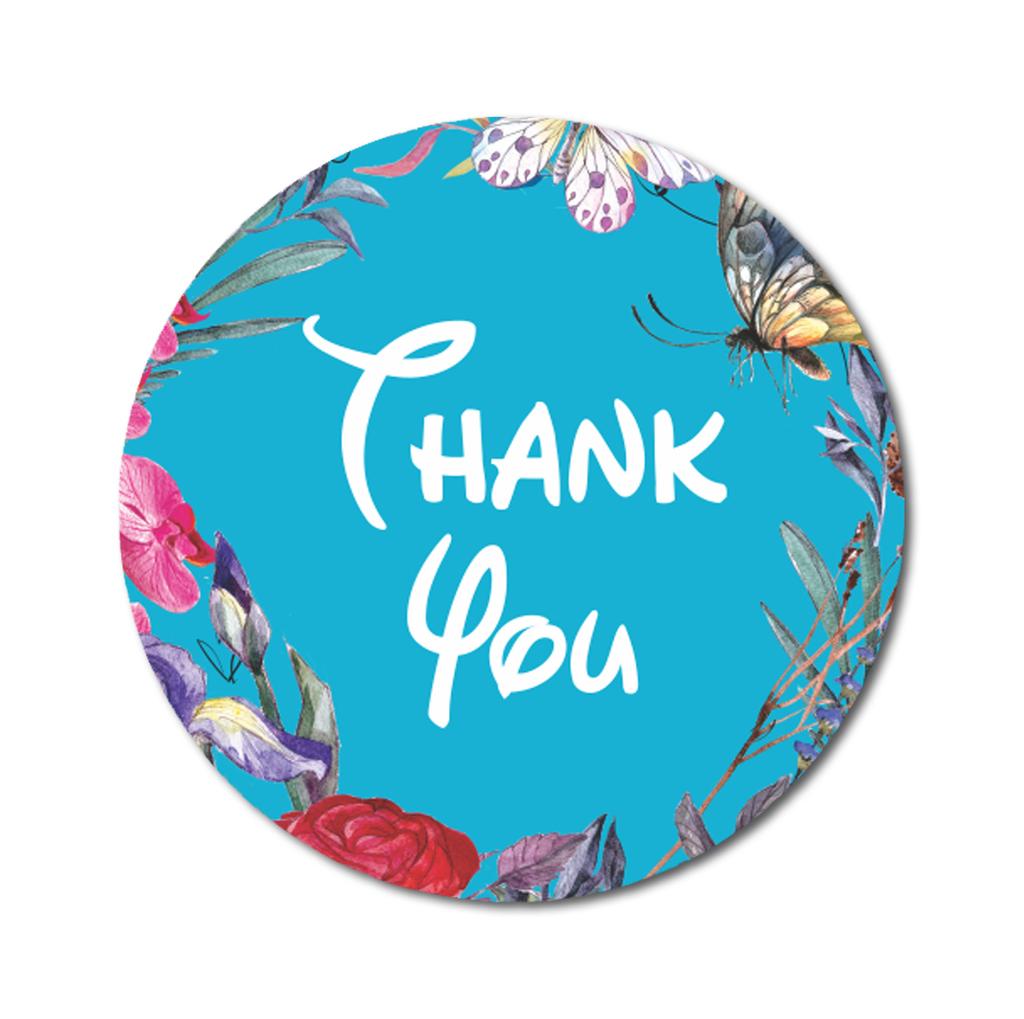 Darling Souvenir Round 45 Pcs Elegent Floral & Border Fuchsia Pink Thank You Stickers-1.6
