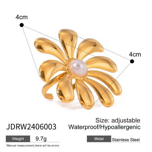 Youthway Edelstahl Blume Verstellbare Öffnungsringe Gold PVD Beschichtet Wasserdichter Fingerschmuck für Frauen Hochzeitsgeschenk