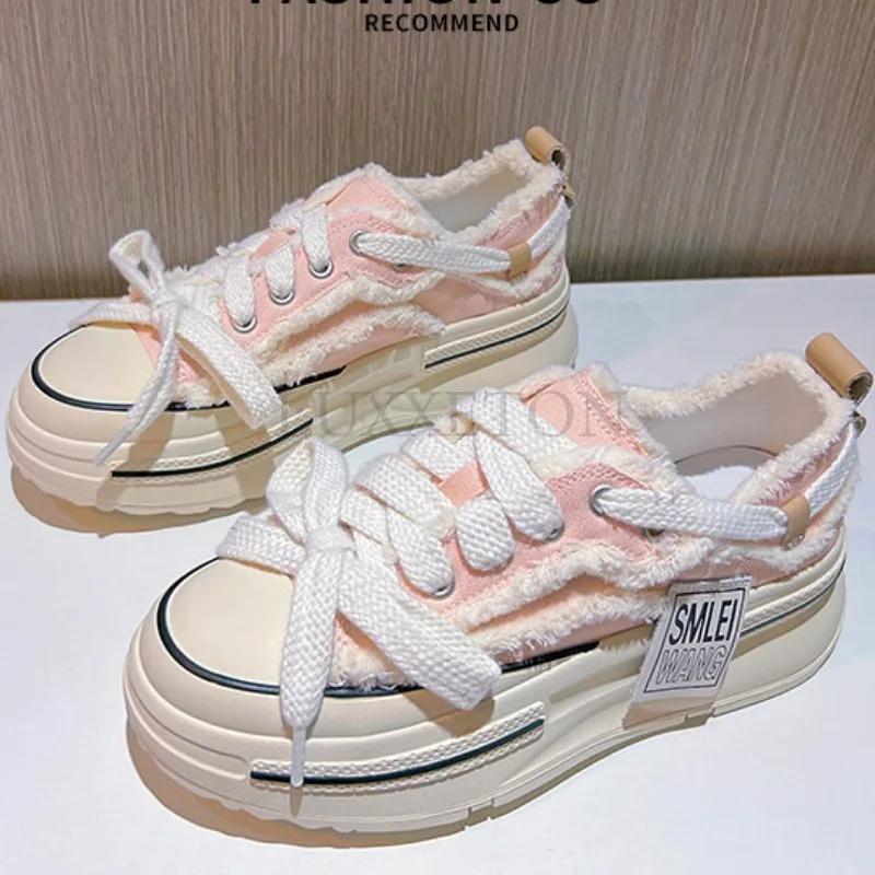 

Модные и персонализированные туфли для нищих с толстой подошвой из приподнятого холста, универсальные, удобные и дышащие, повседневные туфли для сёрфинга 35 белый