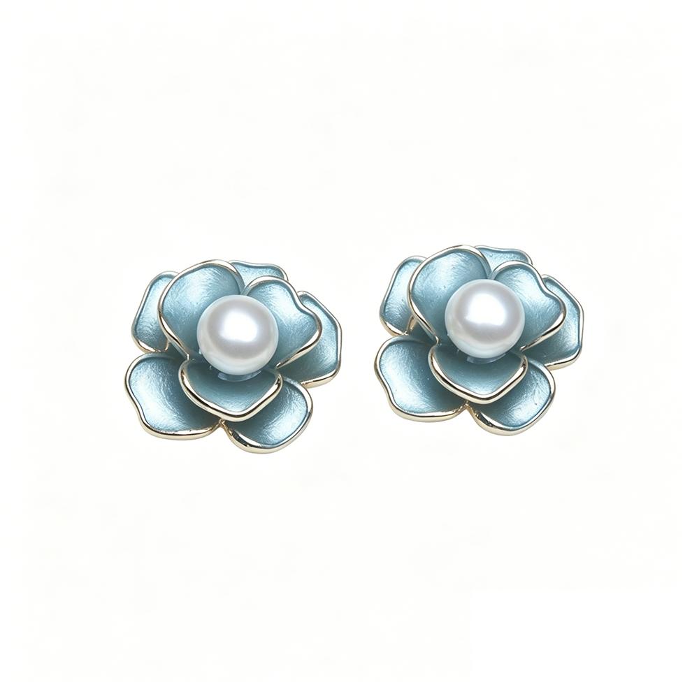 Small 925 Silver Natural Freshwater Pearl Earrings,Luxurious Cultured Pearl Stud Earrings Wife Mother Anniversary White Pink