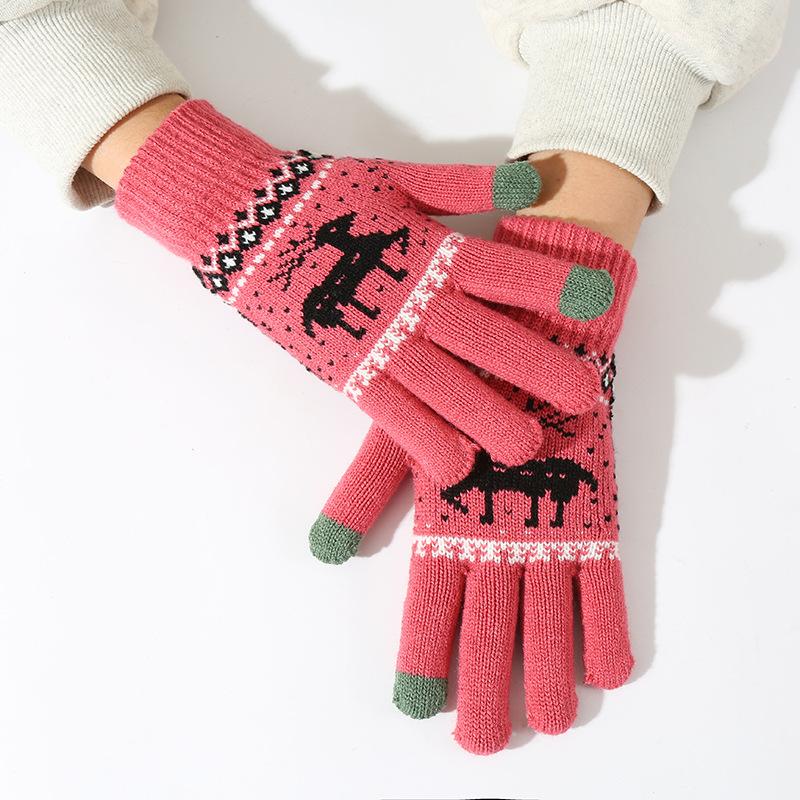 Updated gloves cute deer velvet thickened cold and warm riding