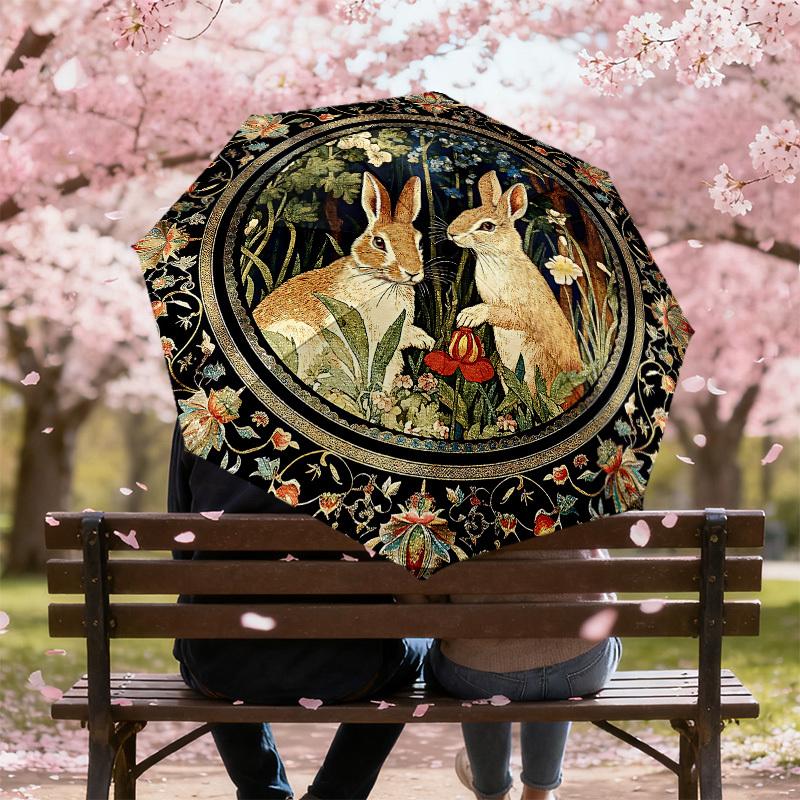 1PC rabbit garden Umbrella-8-Rib Reinforced, Automatic Open, Lightweight & Durable, Cute Fashion Accessory for Outdoor-W9222