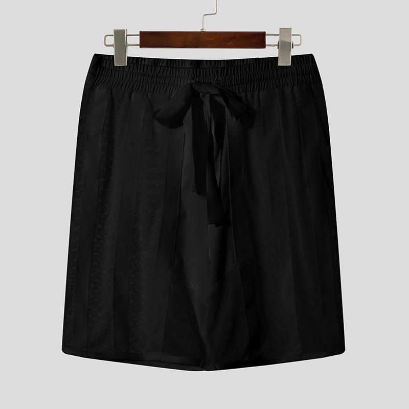 

INCERUN Мужские шорты для пижамы на кулиске, с эластичной талией, в полоску, из сетки, с ажурными вставками M