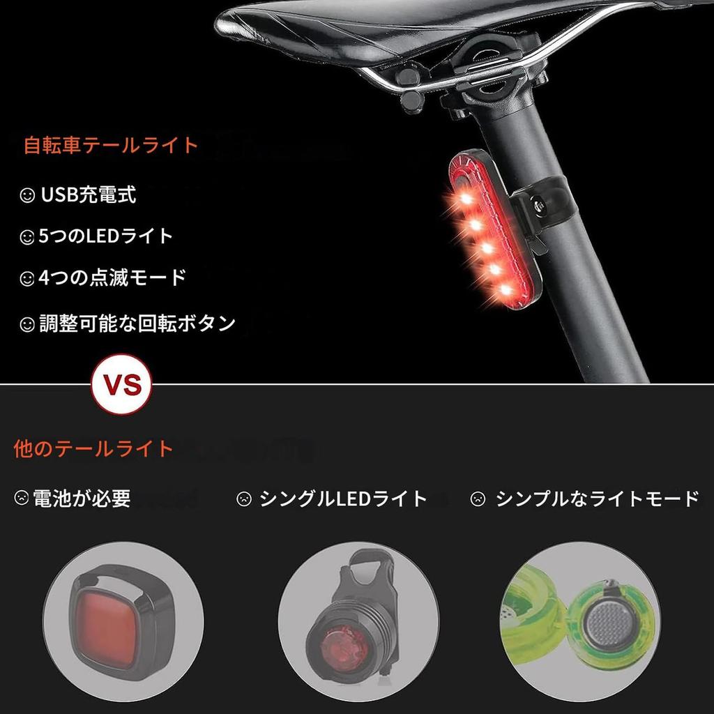 Bicycle Light 5 Dimming Bicycle LED Battery Level Tail IPX7 High Brightness 2000 Wide Bicycle Accessory with Spoke Lights and LED Front and Rear Light