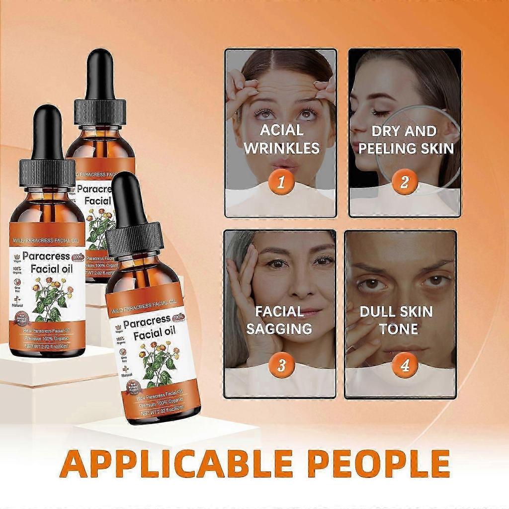 Raw Paracress Facial Oil, 100% Pure Organic Paracress Facial Oil, Paracress Anti-Wrinkle Serum, Smooth Fine Lines And Wrinkles
