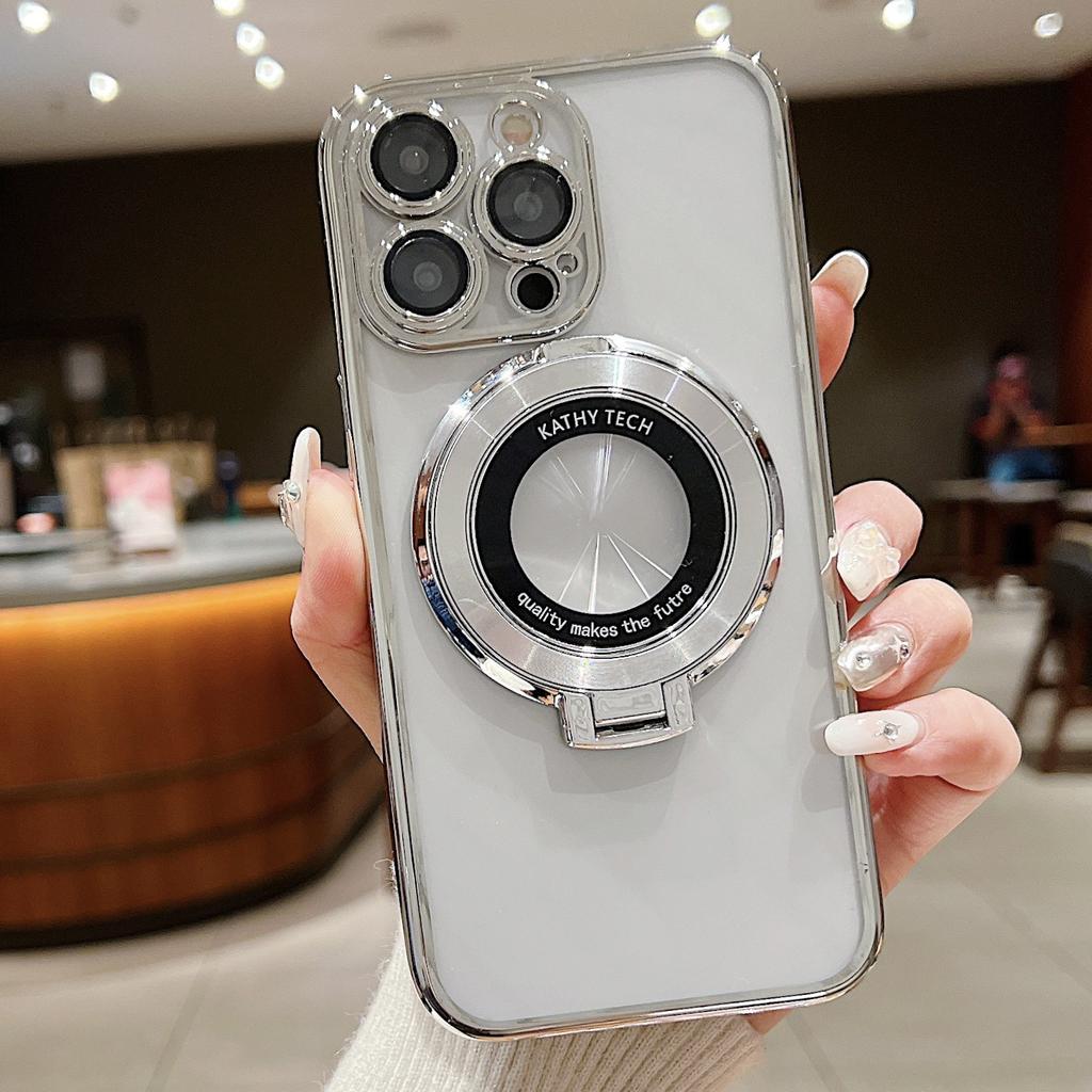 Electroplated Magnetic Stand Phone Cases Suitable for iPhone 15 Pro Max 14 Shockproof 14, Lens Protector 13 Shockproof 12 Electroplated 11